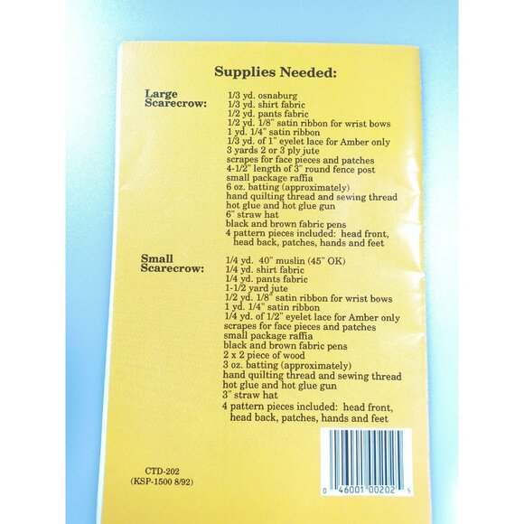 Andy And Amber Scarecrow By Belinda Crouse Wood Tummy Series Pattern Booklet - Picture 3 of 7